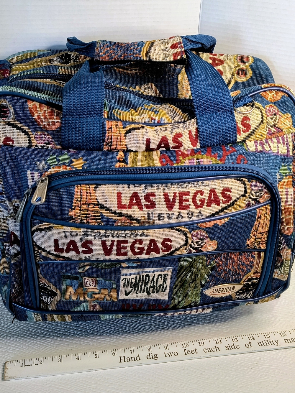 Las Vegas Printed Blue Travel Duffle Bag